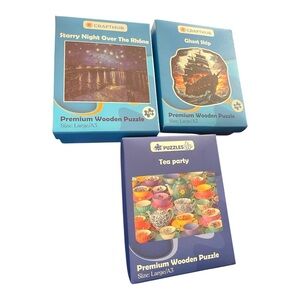Crafthub Premium Wooden Puzzle Collection - Ghost Ship, Tea Party, Starry Night